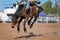 Bareback Bucking Bronc Riding At Country Rodeo