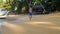 Barefoot active sportsman runs on yellow sandy beach