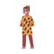 Barefoot African Aboriginal Man Character Dressed in Leopard Animal Skin Vector Illustration