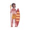 Barefoot African Aboriginal Man Character Dressed in Traditional Tribal Clothing with Spear and Shield Vector
