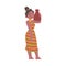 Barefoot African Aboriginal Woman Character Dressed in Traditional Tribal Clothing Holding Vase Vector Illustration