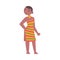 Barefoot African Aboriginal Woman Character Dressed in Traditional Tribal Clothing Vector Illustration