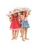 Barefoot children under an umbrella