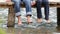 Barefoot family on the pontoon