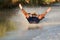 Barefoot water skier