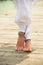Barefoot woman legs boho summer fashion