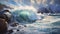 Barents Sea Waves Crashing Onto Waimea Bay Shore Painting