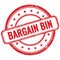 BARGAIN BIN text on red grungy round rubber stamp