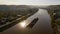 Barge Carries Coal Along Kanawha River and Charleston West Virgina