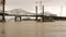 Barge carries construction material across flooded Ohio River near Louisville
