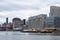 Barge on the East River near the Upper East Side of Manhattan