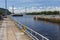 Barge Entering Lock and Dam