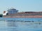 Barge floating on the river