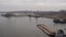 Barge with the inscription on Board river, delivers rubble to the river cargo port