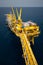 Barge installation platform in offshore oil and gas industry, Supply boat or barge support worker for work on offshore platform
