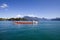 Barge on Lucerne Lake and Swiss Alps