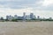 Barge on Mississippi River and New Orleans Skyline