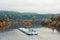 A barge navigates the Mosel River near Trier, Germany