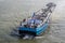 A barge on the new Meuse river in Rotterdam, Netherlands