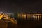 Barge and night lights on the Dunai river