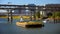 Barge Pushed Down Willamette River by Tugboat in Portland, Oregon