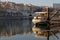 A barge on Rhone river banks