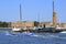 Barge transporting trucks Venice lagoon