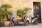 BARI, ITALY - JULY 11,2018, Typical street scene in Bari with a old scooter on an old narrow cobblestoned street, Apulia