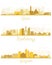 Bari Italy, Kaohsiung Taiwan and Gurgaon India City Skyline Silhouettes with Golden Buildings Isolated on White