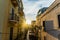 Bari, Italy - March 10, 2019: Sunset in the Italian city of Bari, view of Piazza Mercantile a holiday