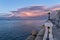 Bari seafront at sunset. intense colors, blue sky, landscape. Romantic scenic