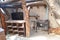 Bariloche, Argentina.Detail view of old kitchen with firewood