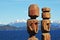 Bariloche Argentina-type of totems is usual to find them in the neighboring country of Chile, the two wooden replicas