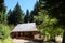 Bariloche, Argentina.Victoria Island view of wooden house in the forest