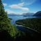 bariloche, san carlos de bariloche, panoramic view of lake nahuel huapi and mountains