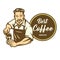 Barista Coffee Latte Art Cafe Logo Design Template