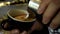 Barista make capuccino coffee in cafe