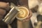 Barista make coffee latte art. vintage