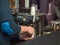 Barista prepares coffee at the coffee machine, close-up. Photo behind the bar counter with blurred background and soft