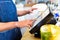 Barista using cash counter