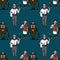 Barista, waiter and businessman seamless pattern