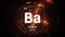 Barium as Element 56 of the Periodic Table 3D illustration on orange background