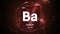 Barium as Element 56 of the Periodic Table 3D illustration on red background