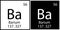Barium chemical symbol. Square frame. Mendeleev table. Banner design. Science icon. Vector illustration. Stock image.