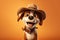 Barkin\\\' Cowboy: A 3D-Rendered Dog\\\'s Journey to Cowboy Stardom on Golden Brown Gradient Background