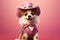 Barkin\\\' Cowboy: A 3D-Rendered Dog\\\'s Journey to Cowboy Stardom on Pink Gradient Background