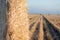 Barley bales at sunset