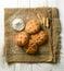 Barley flour bread on jute canvas