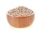 Barley grain seed on wooden bowl