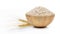 Barley Grains in the wood bowl on white background